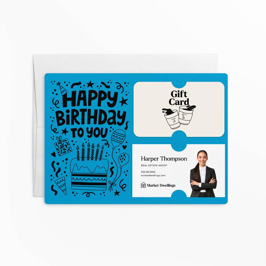 Set of "Happy Birthday" Gift Card & Business Card Holder | Envelopes Included | M69-M008 Mailer Market Dwellings ARCTIC