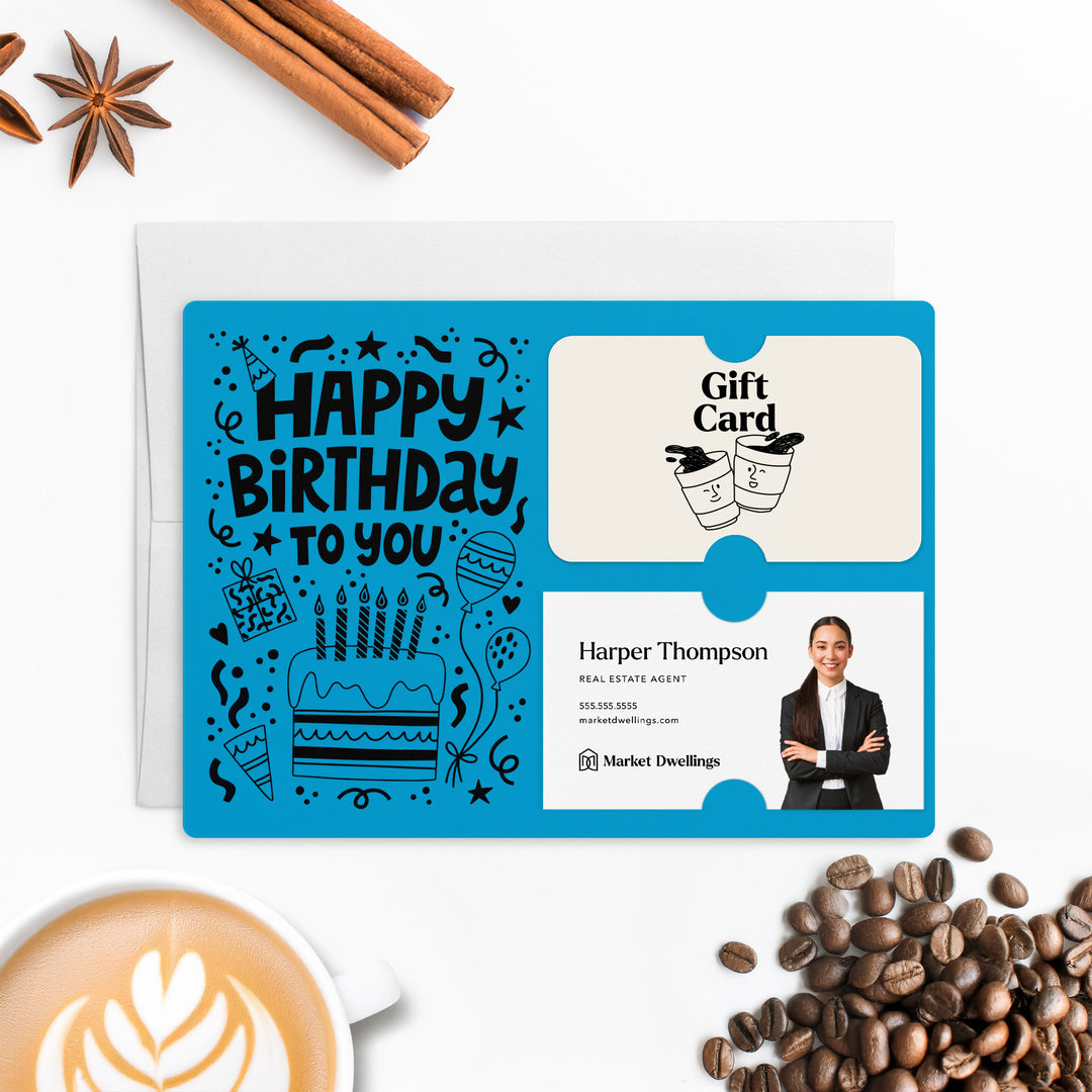 Set of "Happy Birthday" Gift Card & Business Card Holder | Envelopes Included | M69-M008 Mailer Market Dwellings