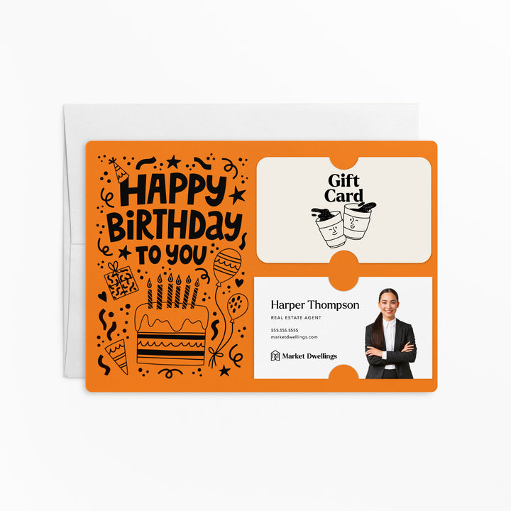 Set of "Happy Birthday" Gift Card & Business Card Holder | Envelopes Included | M69-M008 Mailer Market Dwellings CARROT