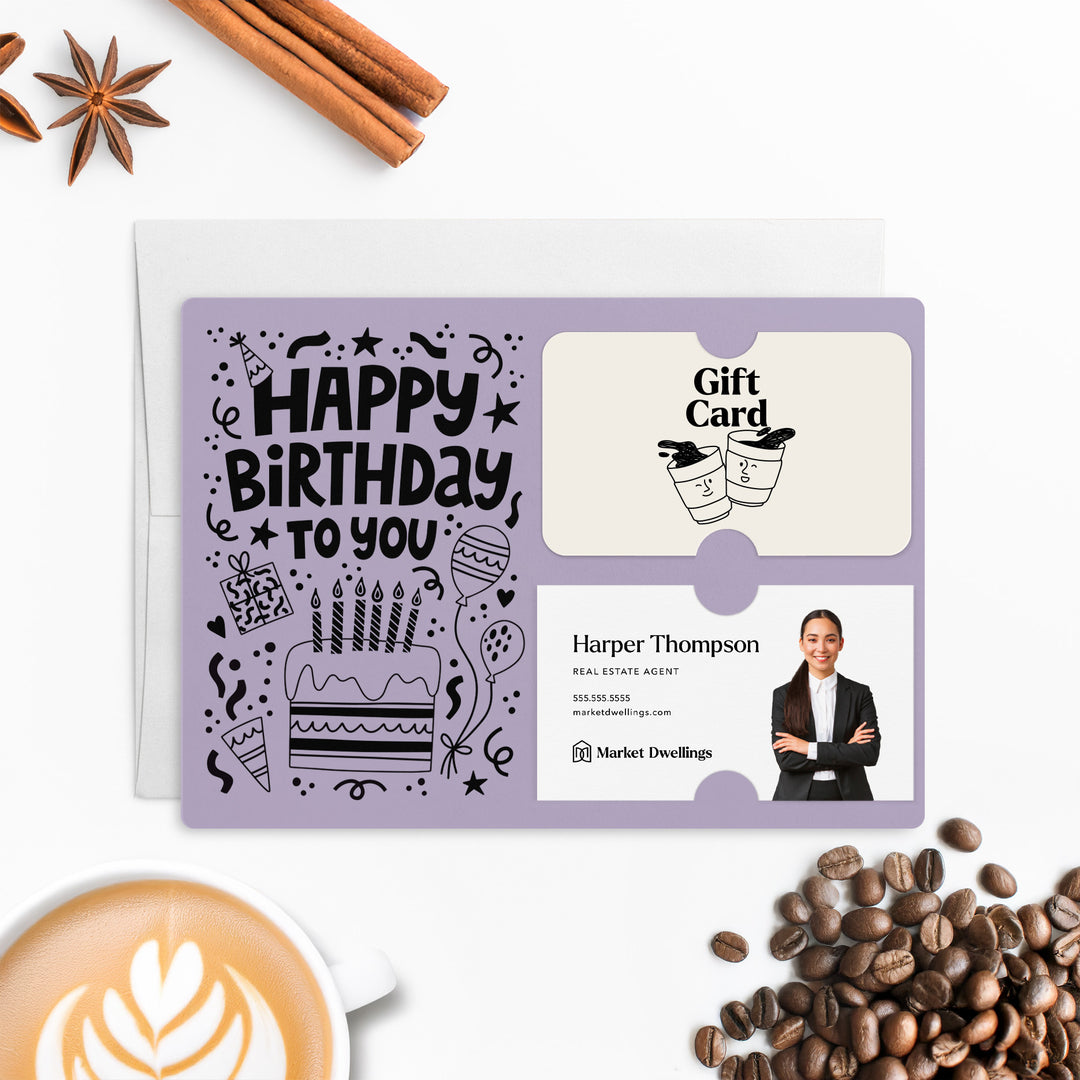 Set of "Happy Birthday" Gift Card & Business Card Holder | Envelopes Included | M69-M008