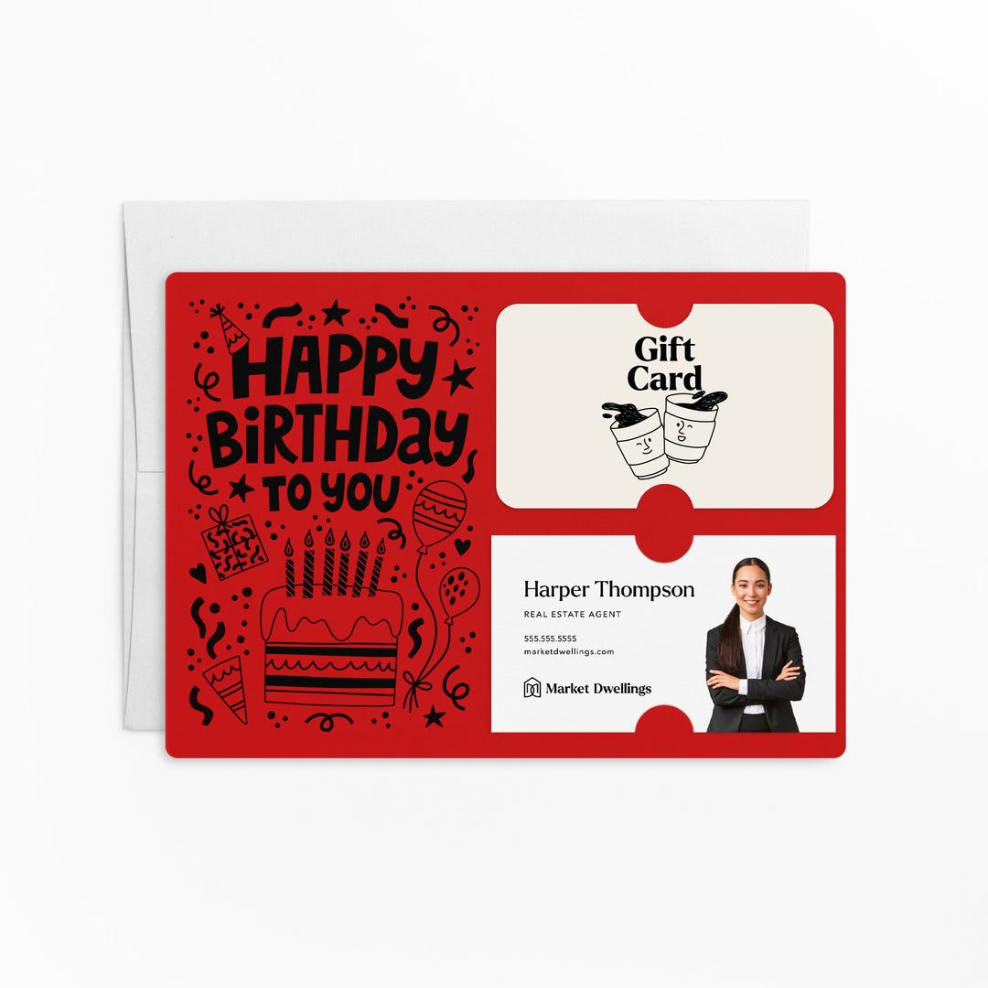 Set of "Happy Birthday" Gift Card & Business Card Holder | Envelopes Included | M69-M008