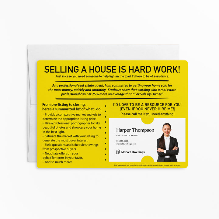 Set of For Sale By Owner Mailers | Envelopes Included | FSBO | M7-M003 Mailer Market Dwellings LEMON