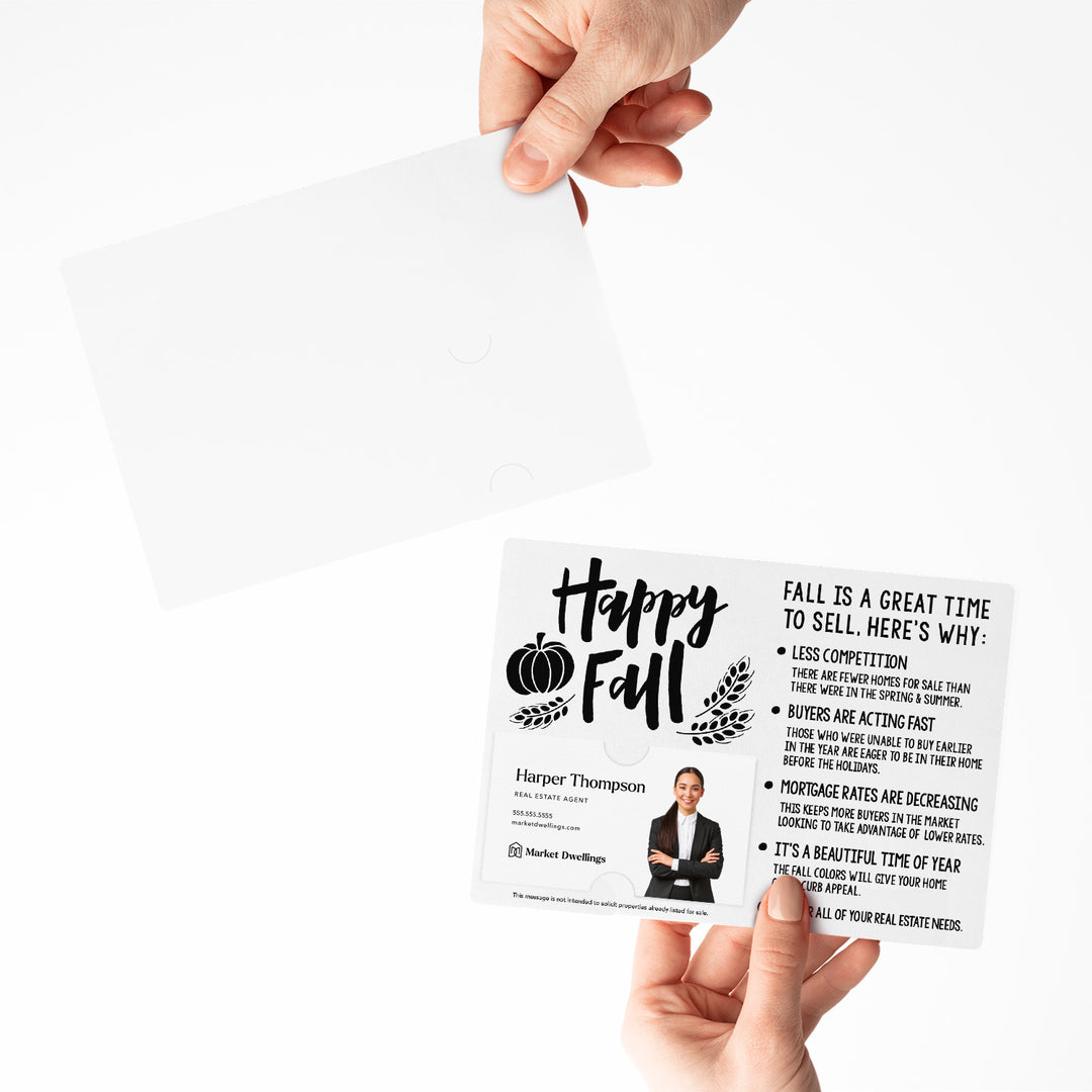 Set of "Happy Fall" Real Estate Mailer | Envelopes Included | M7-M004 Mailer Market Dwellings