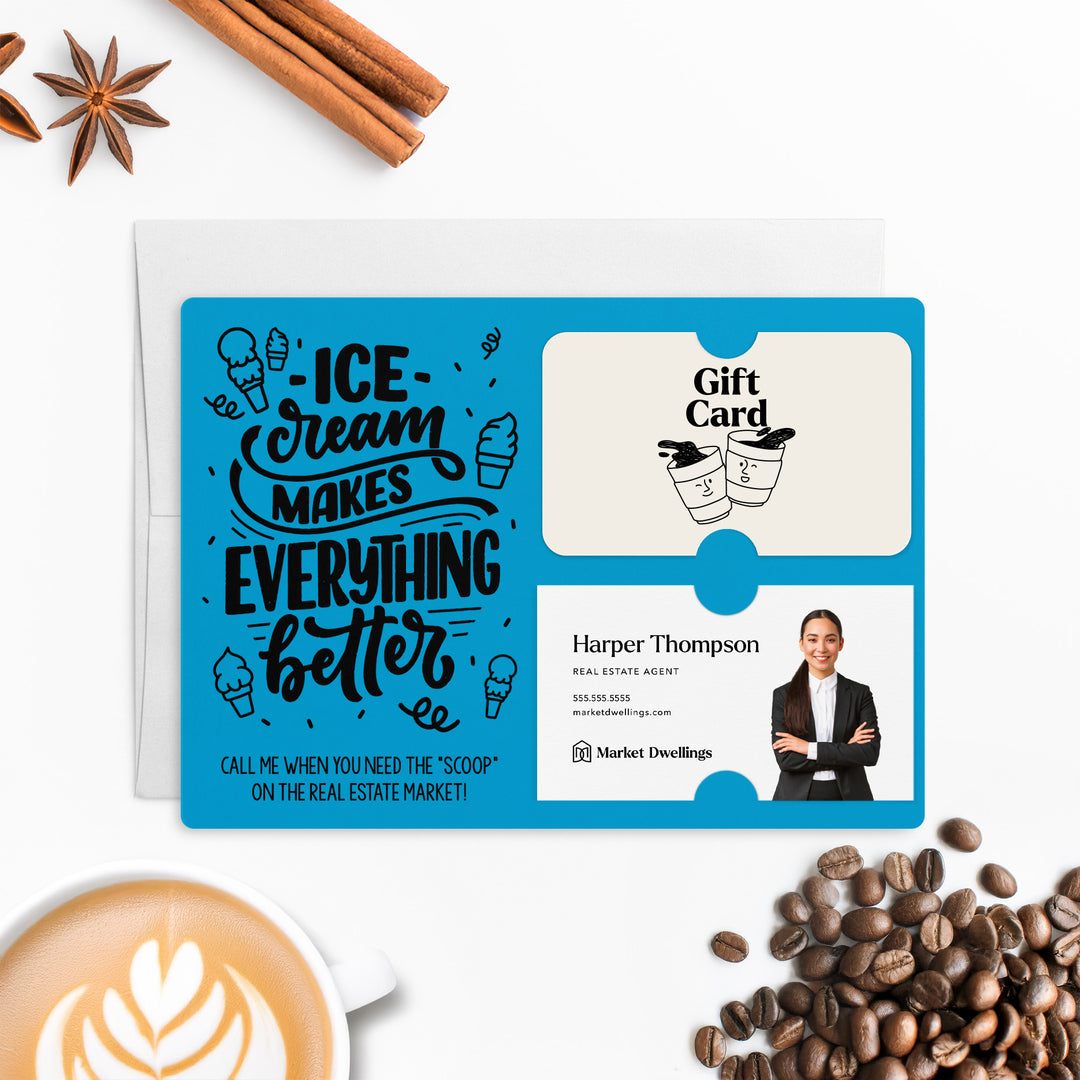 Ice Cream Makes Everything Better Gift Card & Business Card Holder Mailer | Envelopes Included | M7-M008 Mailer Market Dwellings