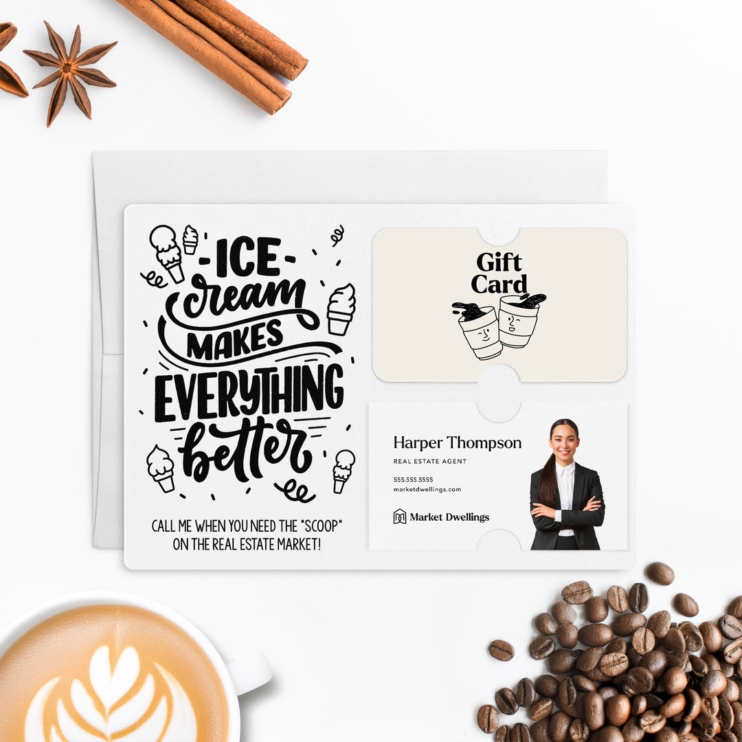 Ice Cream Makes Everything Better Gift Card & Business Card Holder Mailer | Envelopes Included | M7-M008