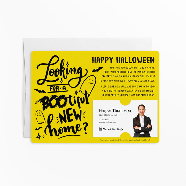 Set of Halloween "Looking for a BOO-tiful New Home?" Real Estate Mailer | Envelopes Included | M70-M003 Mailer Market Dwellings LEMON