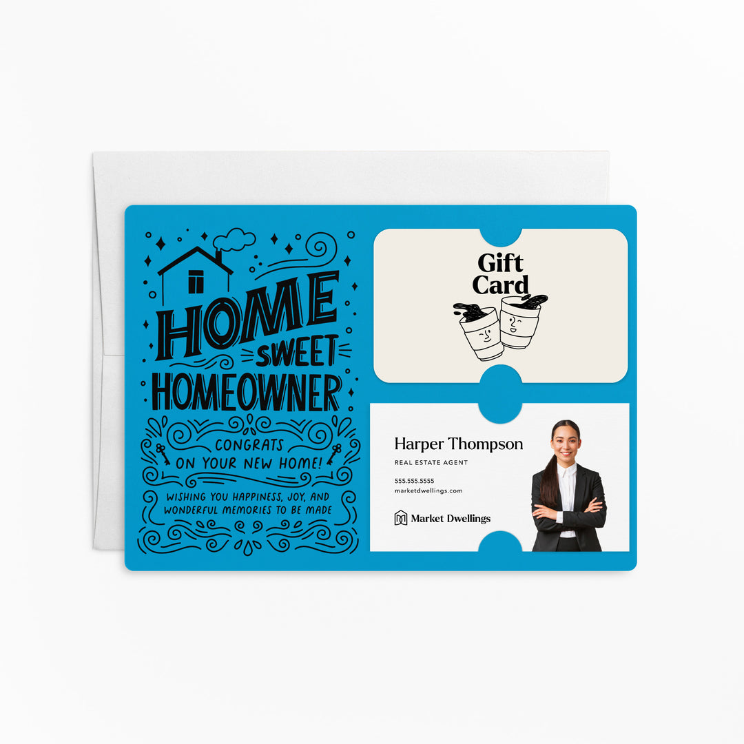 Home Sweet Homeowner Gift Card and Business Card Holder | Mailer with Envelope | Real Estate Agent Greeting Card Marketing | M70-M008 Mailer Market Dwellings ARCTIC