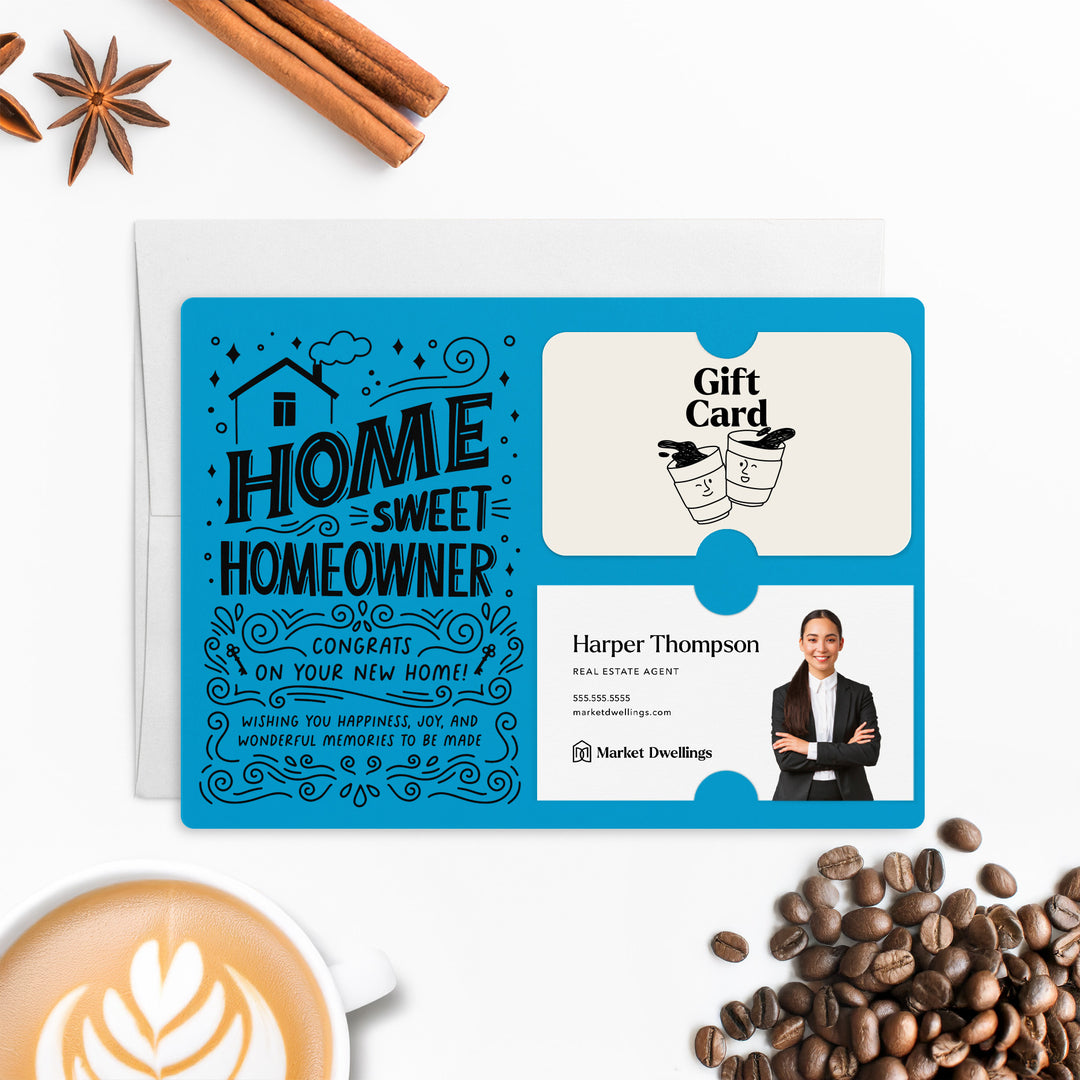 Home Sweet Homeowner Gift Card and Business Card Holder | Mailer with Envelope | Real Estate Agent Greeting Card Marketing | M70-M008 Mailer Market Dwellings