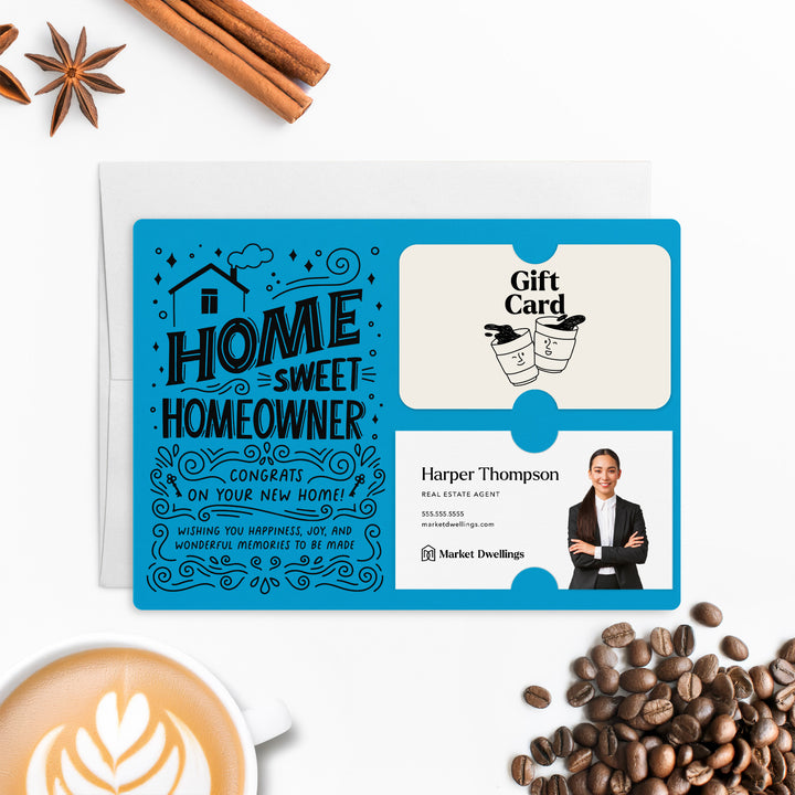 Home Sweet Homeowner Gift Card and Business Card Holder | Mailer with Envelope | Real Estate Agent Greeting Card Marketing | M70-M008 Mailer Market Dwellings