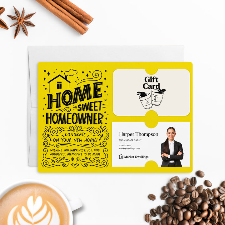 Home Sweet Homeowner Gift Card and Business Card Holder | Mailer with Envelope | Real Estate Agent Greeting Card Marketing | M70-M008 Mailer Market Dwellings