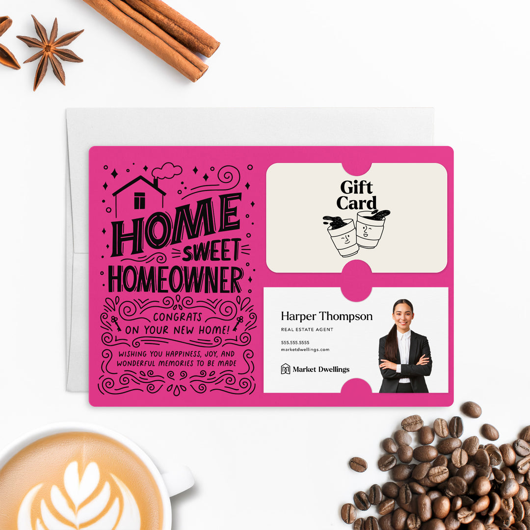 Home Sweet Homeowner Gift Card and Business Card Holder | Mailer with Envelope | Real Estate Agent Greeting Card Marketing | M70-M008