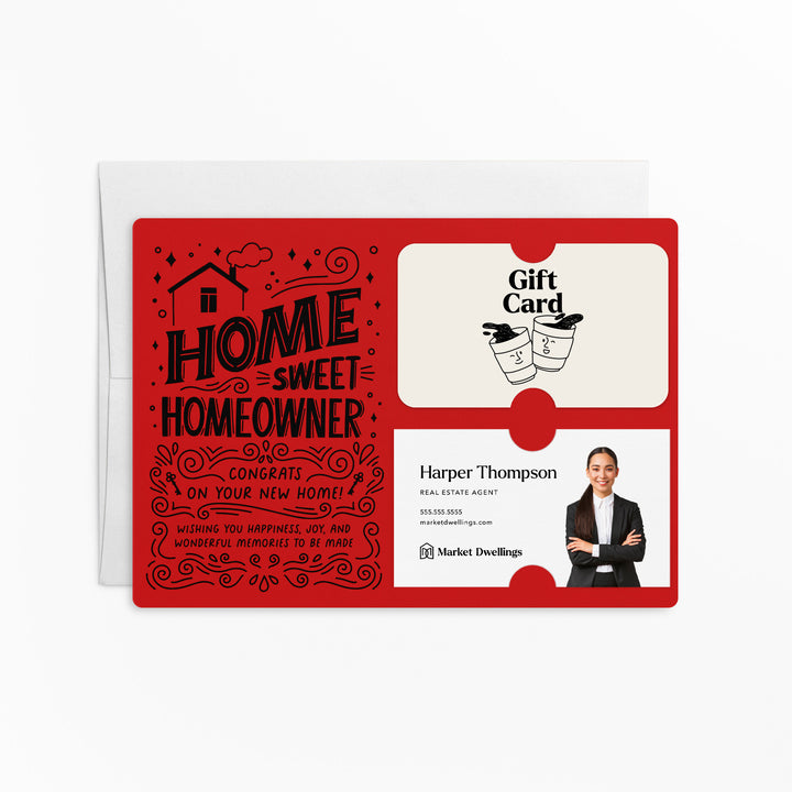 Home Sweet Homeowner Gift Card and Business Card Holder | Mailer with Envelope | Real Estate Agent Greeting Card Marketing | M70-M008