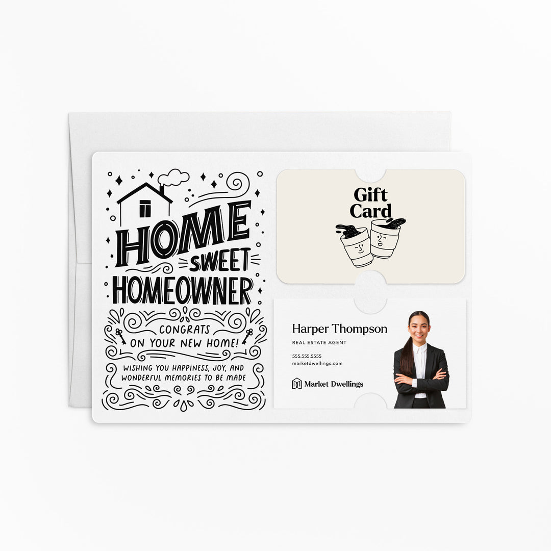 Home Sweet Homeowner Gift Card and Business Card Holder | Mailer with Envelope | Real Estate Agent Greeting Card Marketing | M70-M008