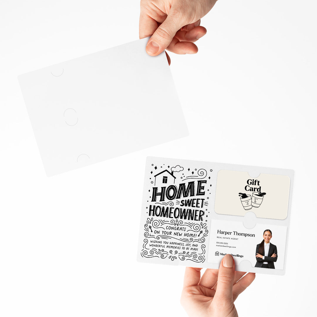 Home Sweet Homeowner Gift Card and Business Card Holder | Mailer with Envelope | Real Estate Agent Greeting Card Marketing | M70-M008