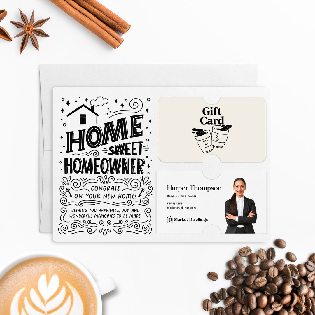 Home Sweet Homeowner Gift Card and Business Card Holder | Mailer with Envelope | Real Estate Agent Greeting Card Marketing | M70-M008