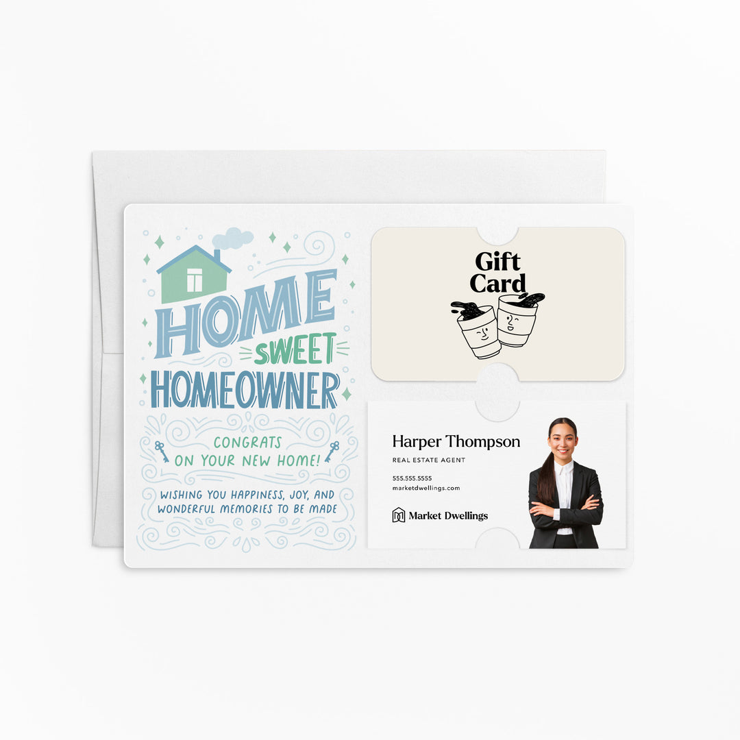 Home Sweet Homeowner Gift Card and Business Card Holders | Mailers w/ Envelopes | Real Estate Mortgage | M71-M008 Mailer Market Dwellings