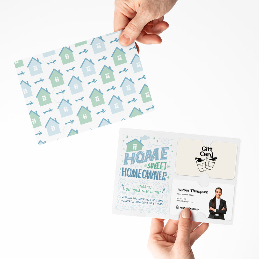 Home Sweet Homeowner Gift Card and Business Card Holders | Mailers w/ Envelopes | Real Estate Mortgage | M71-M008 Mailer Market Dwellings