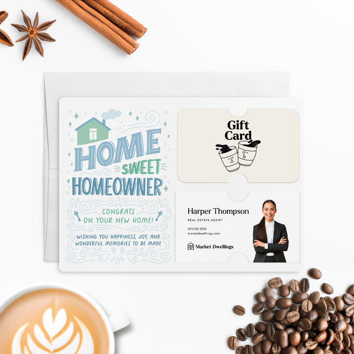 Home Sweet Homeowner Gift Card and Business Card Holders | Mailers w/ Envelopes | Real Estate Mortgage | M71-M008 Mailer Market Dwellings