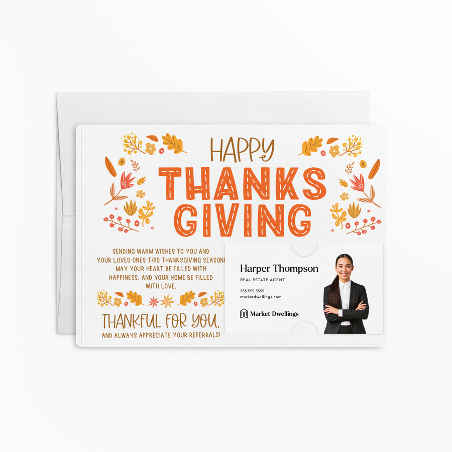 Set of Happy Thanksgiving Fall Mailers | Envelopes Included | M72-M003 Mailer Market Dwellings