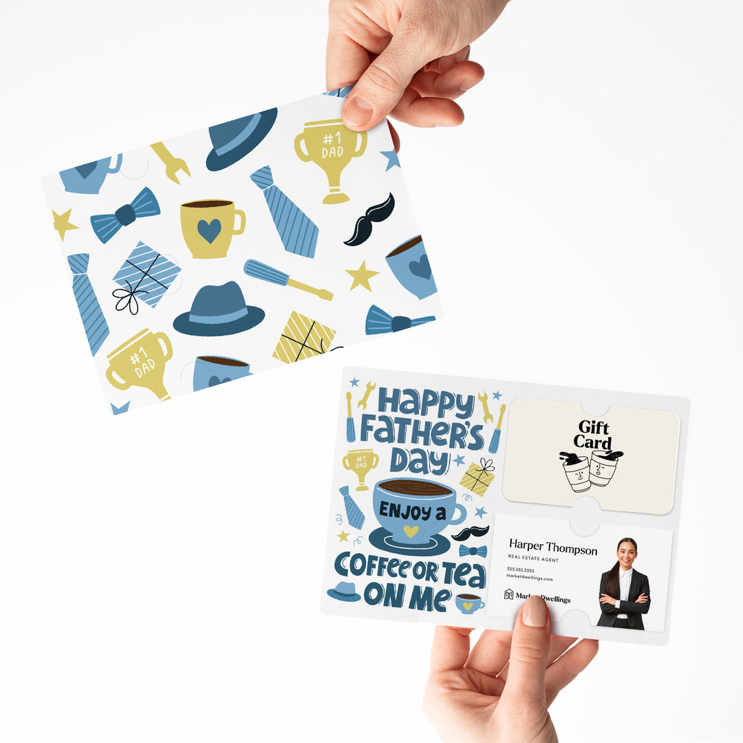 Happy Father's Day Enjoy A Coffee Or Tea On Me Gift Card & Business Card Holder Mailers | Envelopes Included | M72-M008 Mailer Market Dwellings