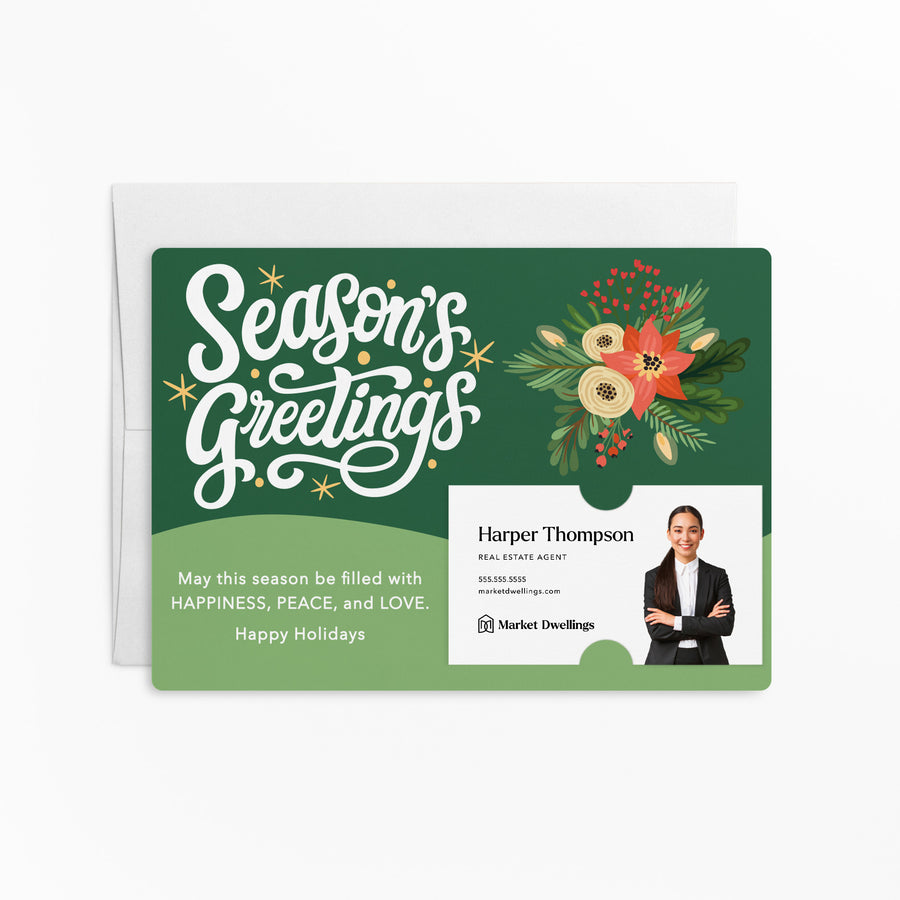 Set of "Season's Greetings" Christmas Happy Holidays Mailer | Envelopes Included | M73-M003 Mailer Market Dwellings