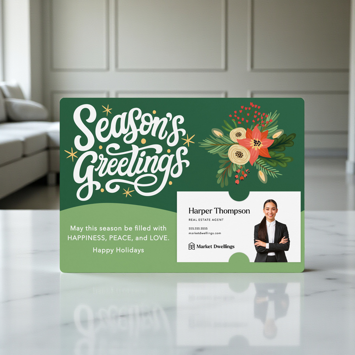 Set of Season's Greetings Christmas Happy Holidays Mailer | Envelopes Included Mailer Market Dwellings