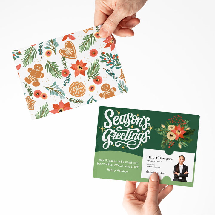 Set of "Season's Greetings" Christmas Happy Holidays Mailer | Envelopes Included | M73-M003 Mailer Market Dwellings