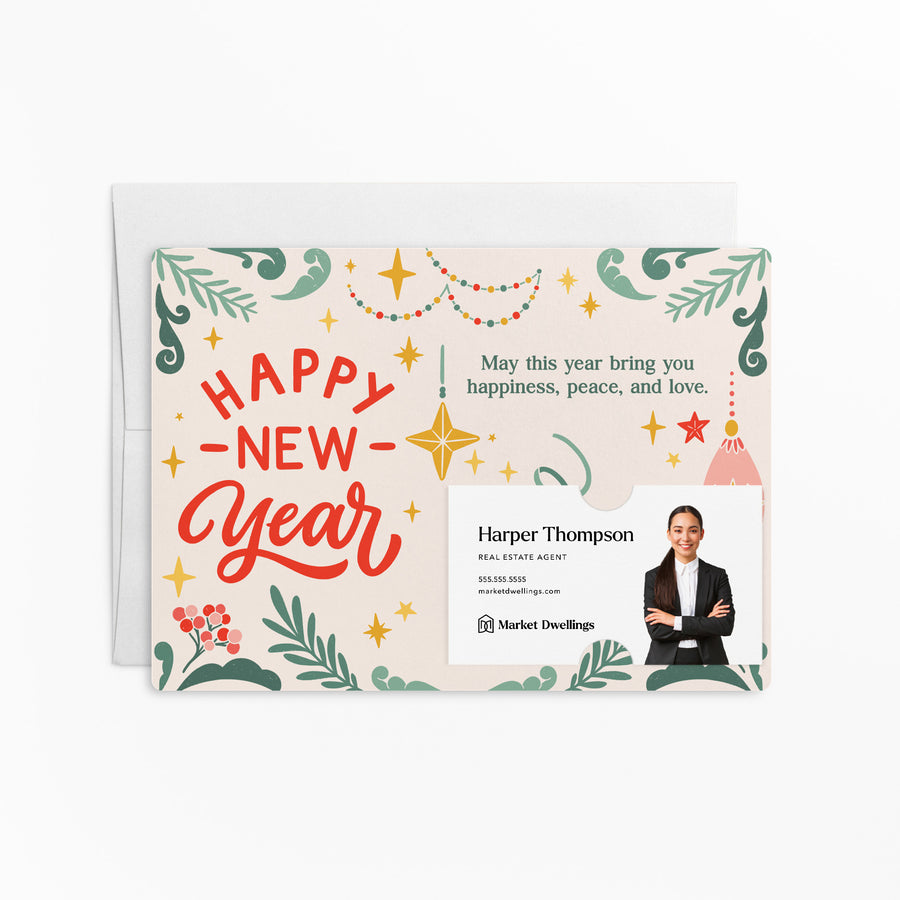 Set of "Happy New Year" with Colorful Mailer | Envelopes Included | M74-M003 Mailer Market Dwellings