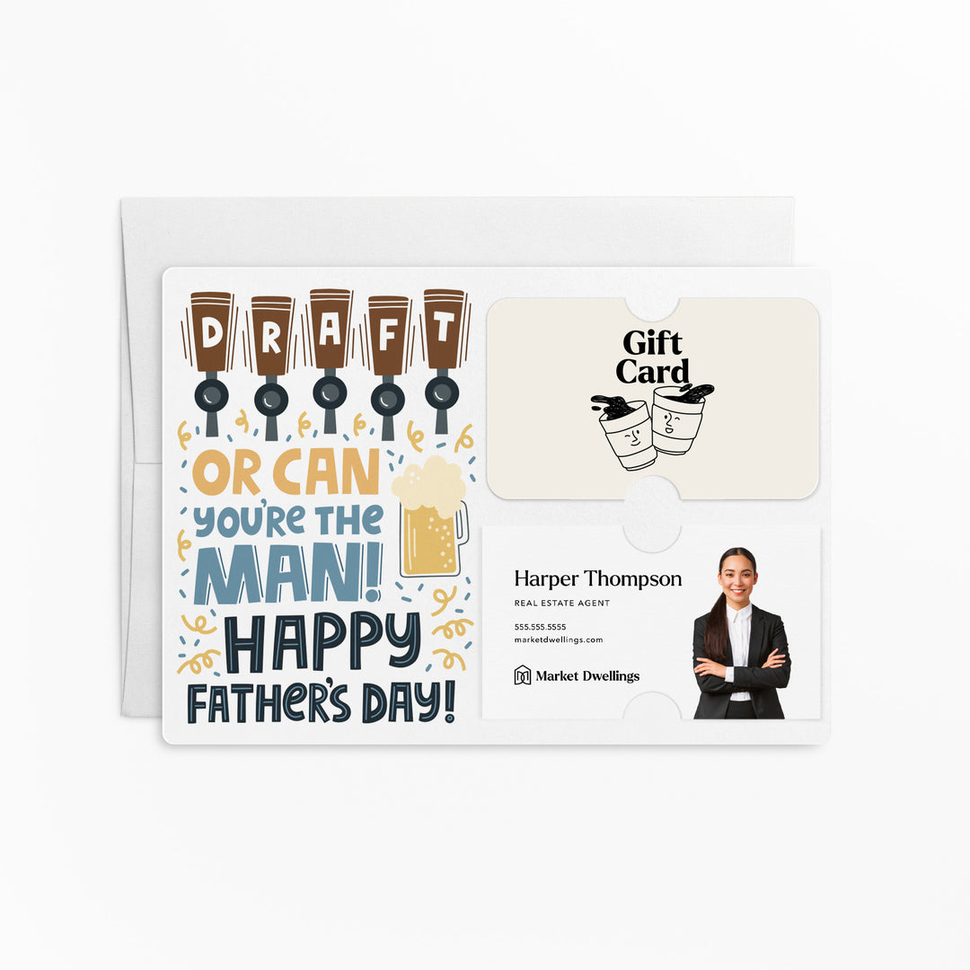 Draft or Can You're The Man! Happy Father's Day Beer Gift Card & Business Card Holder Mailers | Envelopes Included | M74-M008 Mailer Market Dwellings