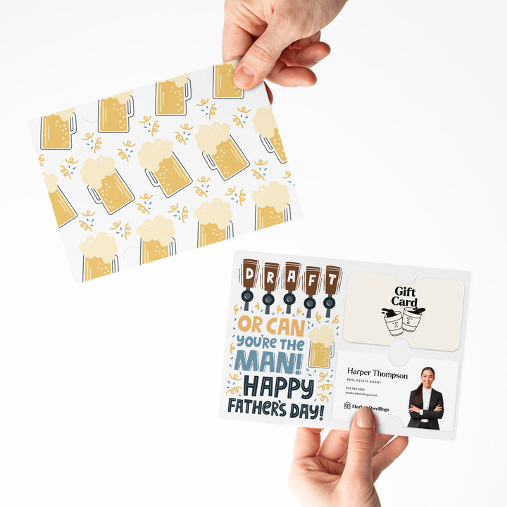 Draft or Can You're The Man! Happy Father's Day Beer Gift Card & Business Card Holder Mailers | Envelopes Included | M74-M008 Mailer Market Dwellings