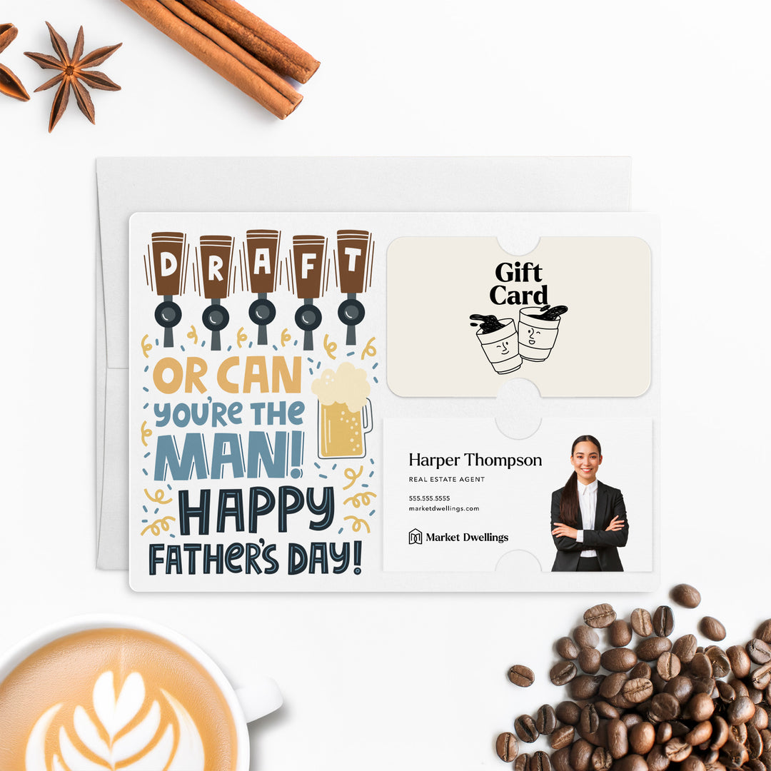 Draft or Can You're The Man! Happy Father's Day Beer Gift Card & Business Card Holder Mailers | Envelopes Included | M74-M008 Mailer Market Dwellings