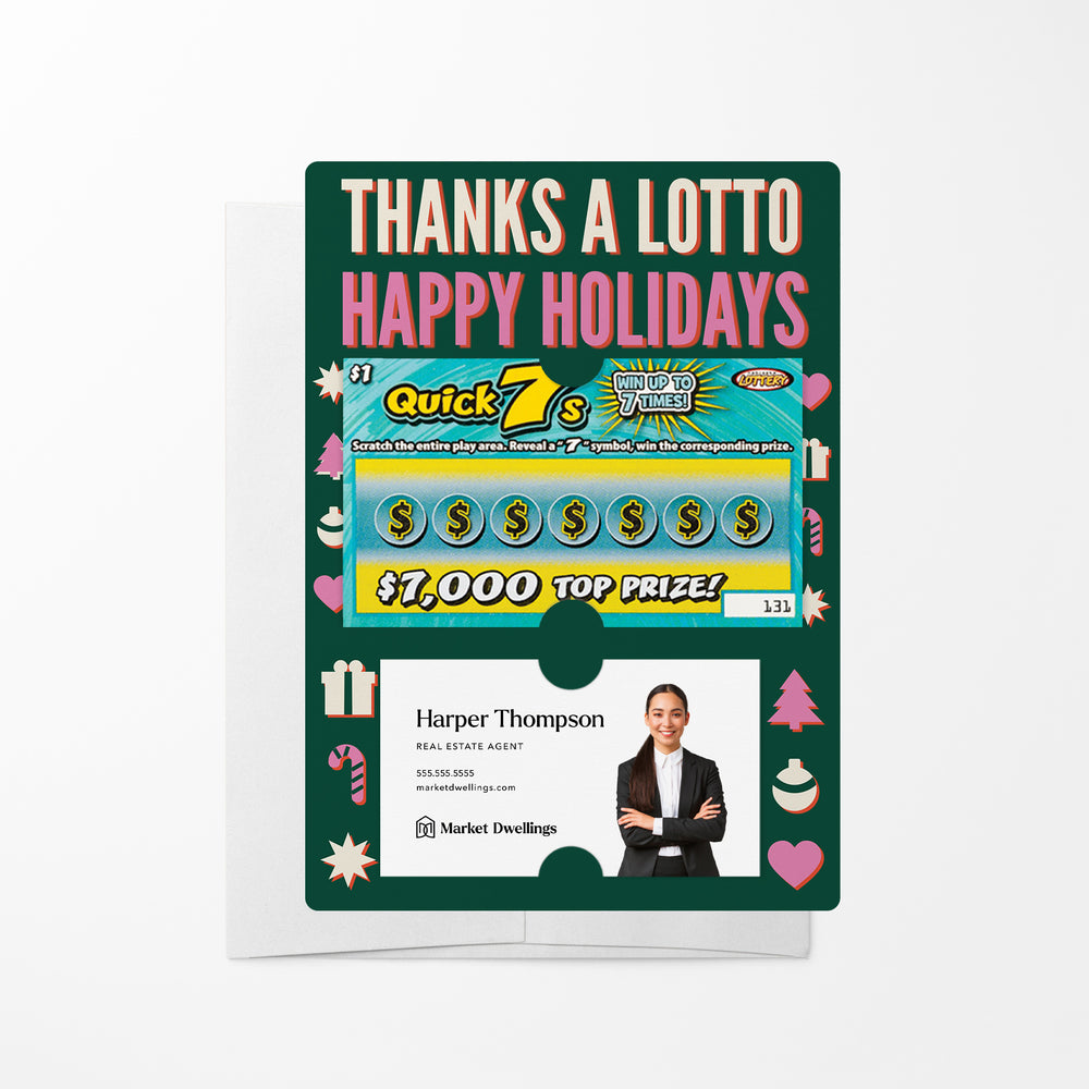 Thanks a Lotto, Happy Holidays | Lotto Mailers with Envelopes Mailer Market Dwellings GREEN 10
