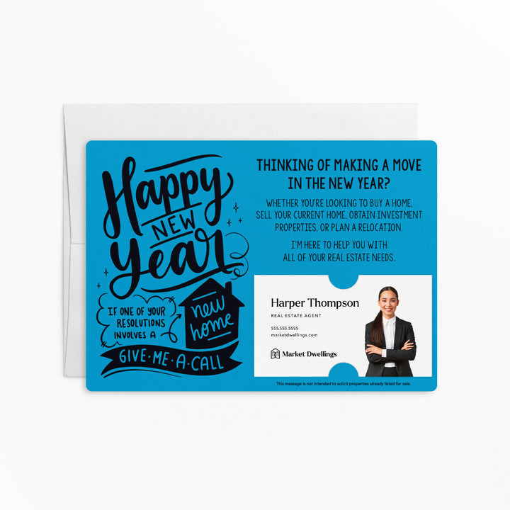 Set of "Happy New Year" Real Estate Resolution Mailers | Envelopes Included | M76-M003 Mailer Market Dwellings ARCTIC