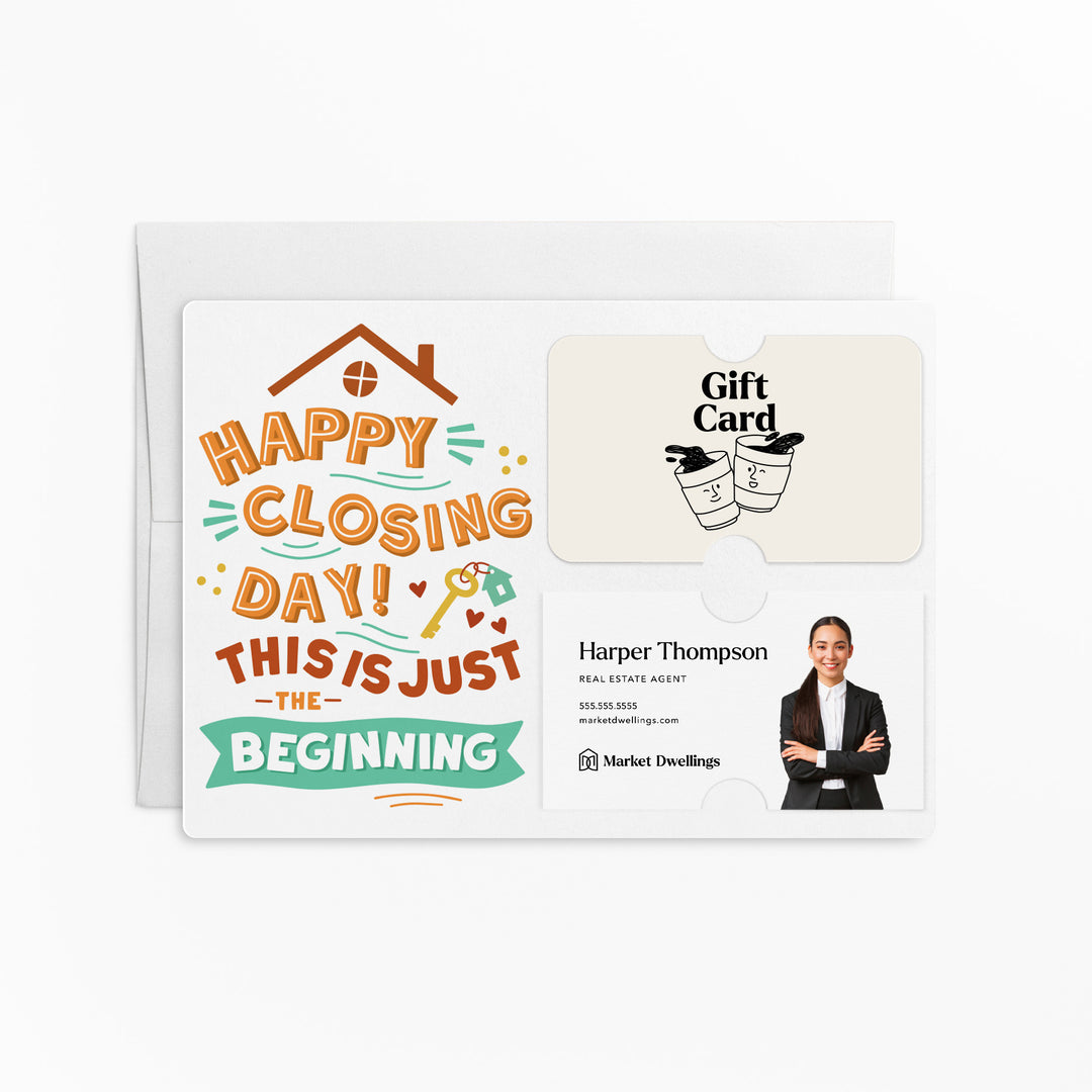 Happy Closing Day Gift Card & Business Card Holder Mailers | Envelopes Included | M76-M008-AB Mailer Market Dwellings TANGERINE