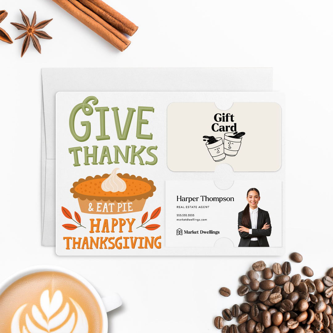 Set of Give Thanks & Eat Pie | Happy Thanksgiving Mailers | Envelopes Included | M78-M008 Mailer Market Dwellings