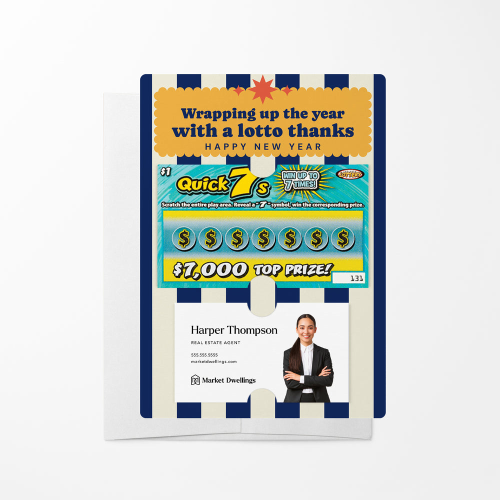 Wrapping Up the Year with a Lotto Thanks, Stripes | Lotto Mailers with Envelopes Mailer Market Dwellings NAVY 10