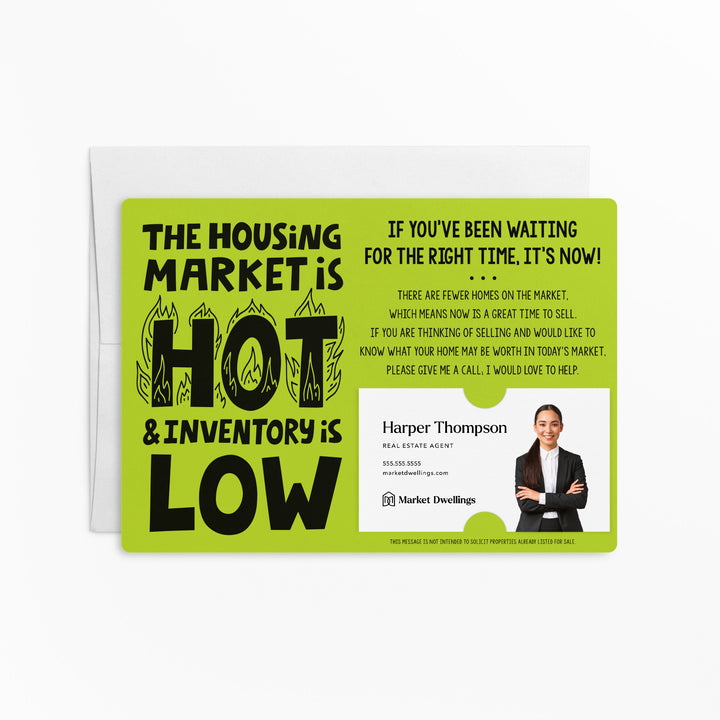 Set of "The Housing Market is Hot and Inventory is Low" Mailer | Envelopes Included | M79-M003 Mailer Market Dwellings GREEN APPLE