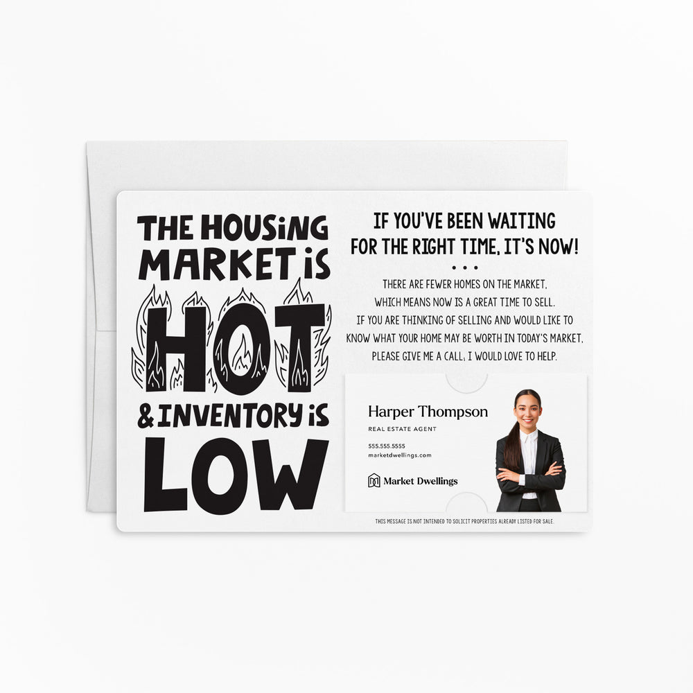 The Housing Market is Hot and Inventory is Low | Real Estate Mailers with Envelopes Mailer Market Dwellings WHITE 10