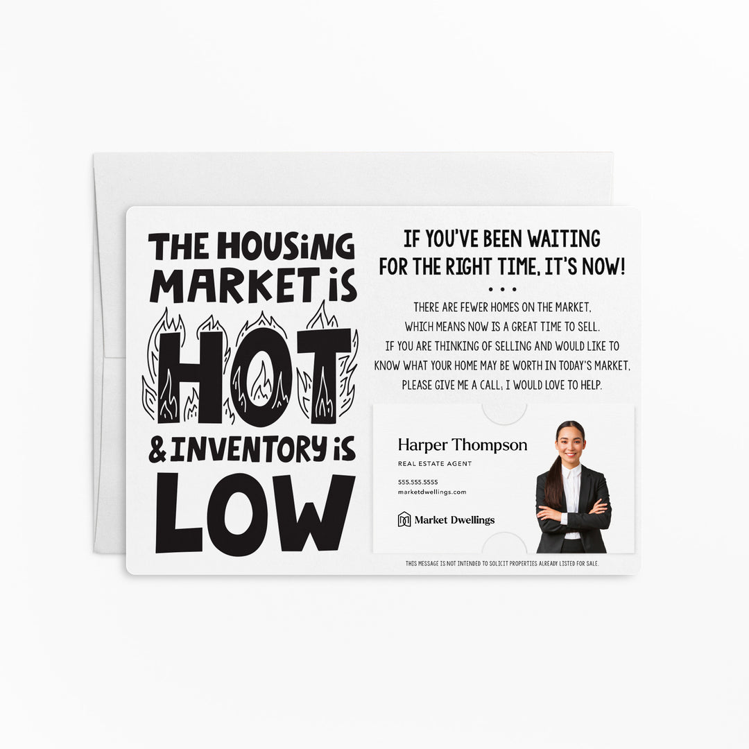 Set of "The Housing Market is Hot and Inventory is Low" Mailer | Envelopes Included | M79-M003 Mailer Market Dwellings WHITE