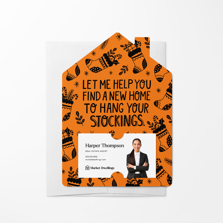 Set of Let Me Help You Find A New Home To Hang Your Stockings. | Christmas Mailers | Envelopes Included | M79-M001 Mailer Market Dwellings CARROT