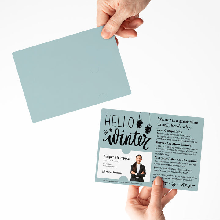 Set of "Hello Winter" Real Estate Mailers | Envelopes Included | M8-M004 Mailer Market Dwellings