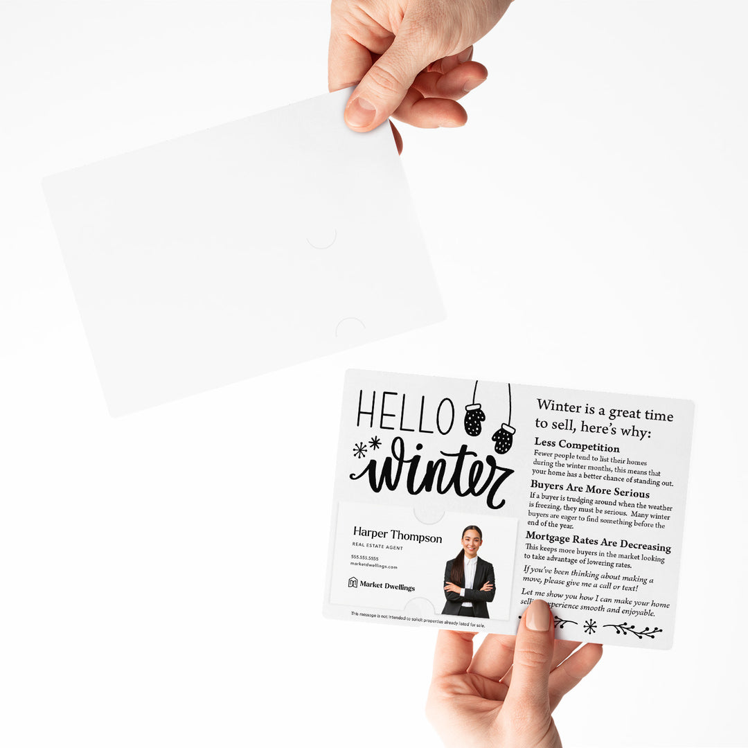 Set of "Hello Winter" Real Estate Mailers | Envelopes Included | M8-M004 Mailer Market Dwellings