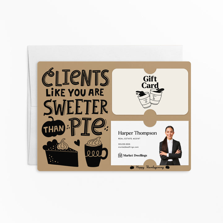 Set of Clients Like You Are Sweeter Than Pie. | Thanksgiving Mailers | Envelopes Included | M80-M008 Mailer Market Dwellings KRAFT