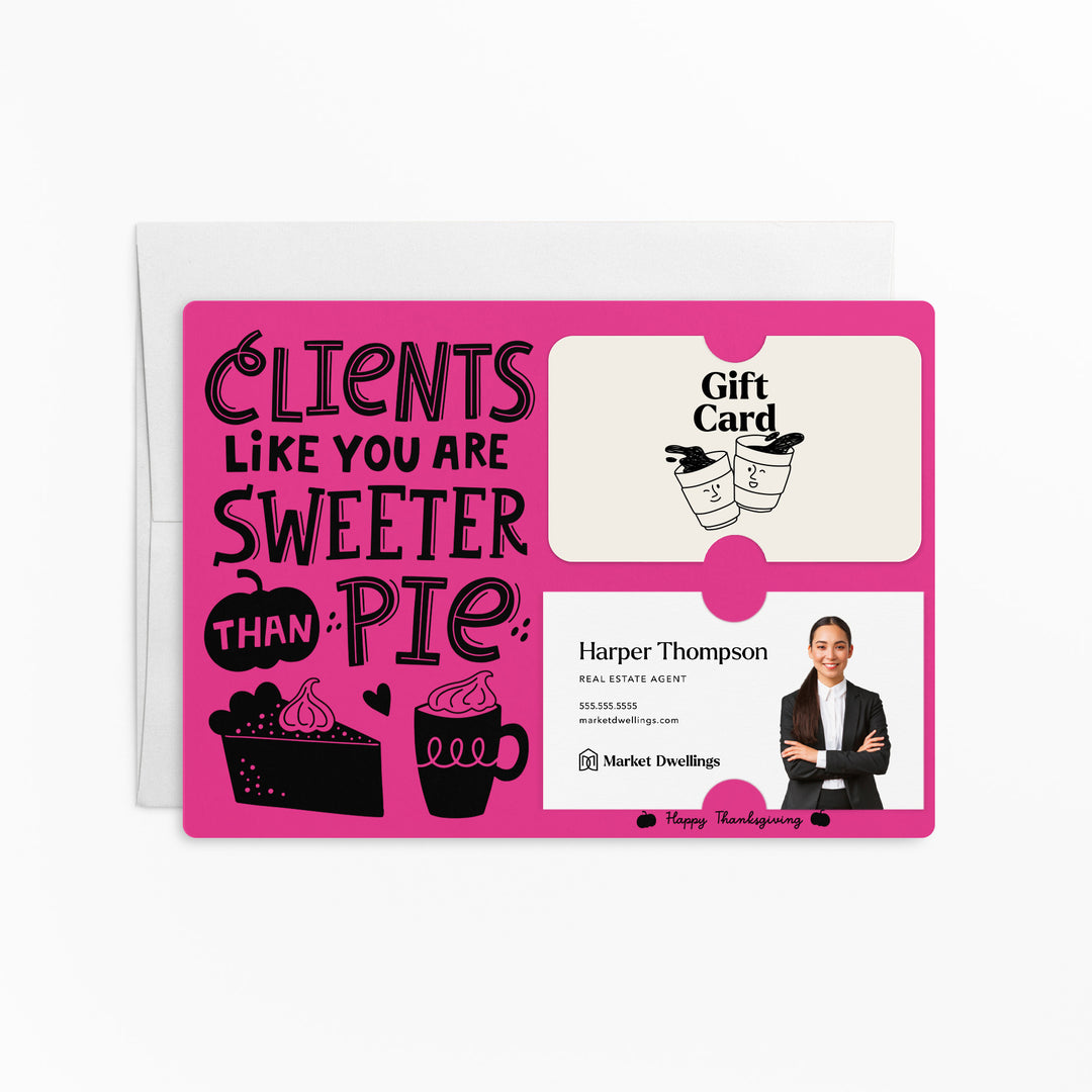 Set of Clients Like You Are Sweeter Than Pie. | Thanksgiving Mailers | Envelopes Included | M80-M008 Mailer Market Dwellings RAZZLE BERRY