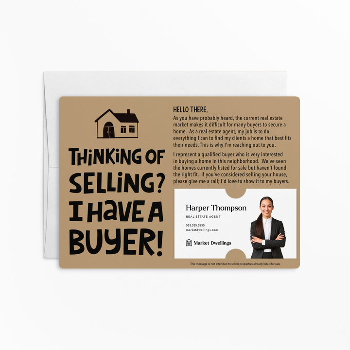 Set of "Thinking of Selling Your House, I Have a Buyer" Real Estate Mailer | Envelopes Included | M81-M003 Mailer Market Dwellings KRAFT