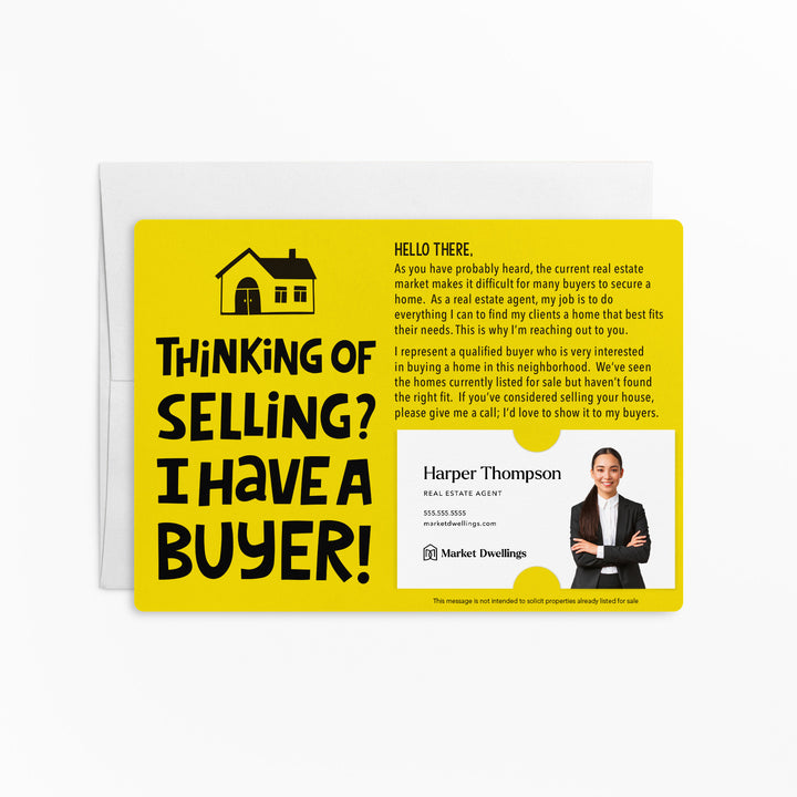 Set of "Thinking of Selling Your House, I Have a Buyer" Real Estate Mailer | Envelopes Included | M81-M003 Mailer Market Dwellings LEMON