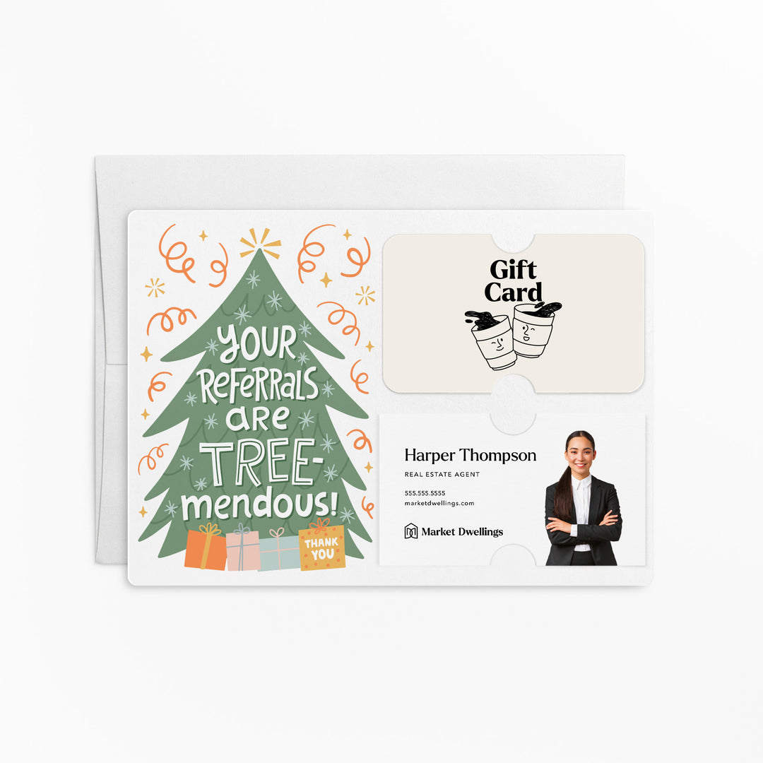 Set of Your Referrals Are Tree-Mendous | Christmas Winter Mailers | Envelopes Included | M82-M008 Mailer Market Dwellings