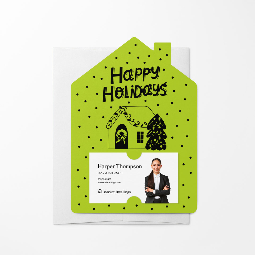 Set of Happy Holidays | Christmas Winter Mailers | Envelopes Included | M83-M001 Mailer Market Dwellings GREEN APPLE