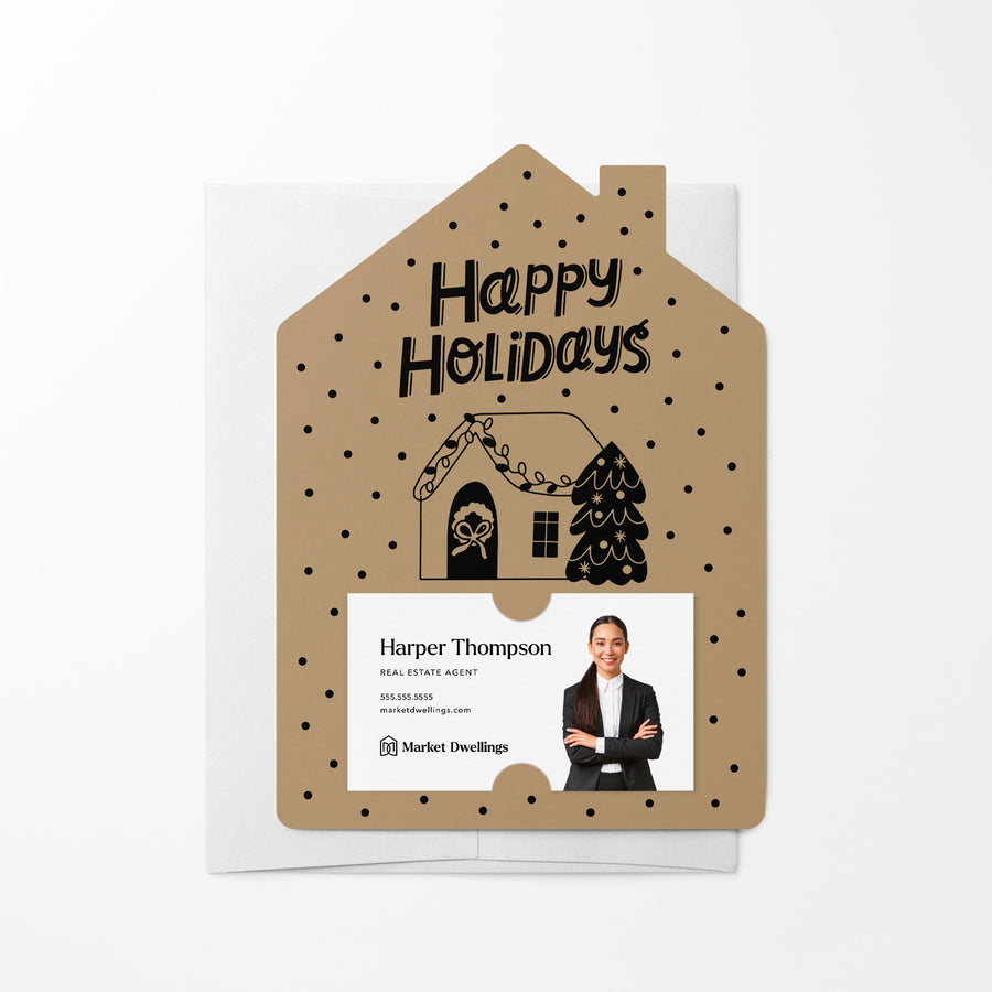 Set of Happy Holidays | Christmas Winter Mailers | Envelopes Included | M83-M001 Mailer Market Dwellings KRAFT