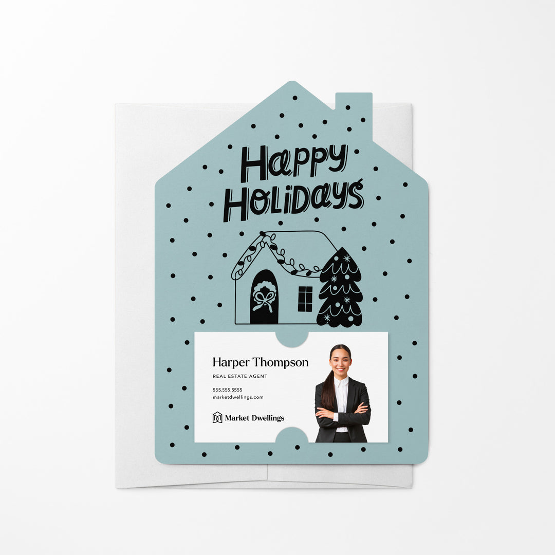 Set of Happy Holidays | Christmas Winter Mailers | Envelopes Included | M83-M001 Mailer Market Dwellings LIGHT BLUE